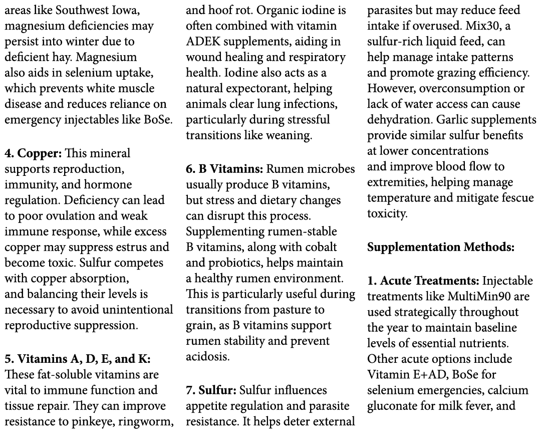 areas like Southwest Iowa, magnesium deficiencies may persist into winter due to deficient hay. Magnesium also aids i...