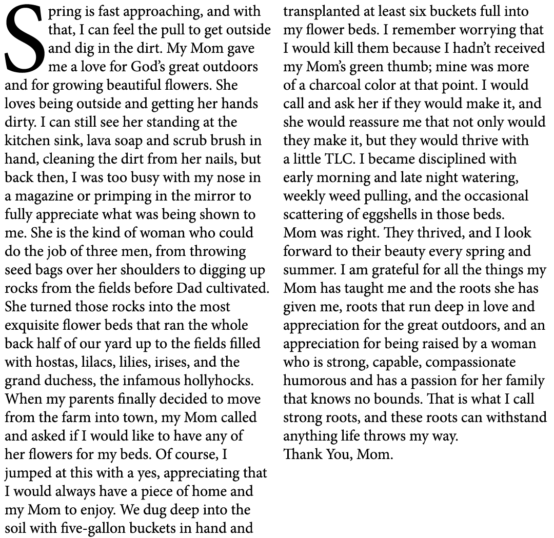 Spring is fast approaching, and with that, I can feel the pull to get outside and dig in the dirt. My Mom gave me a l...